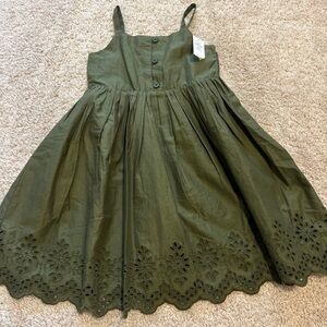 Girls' Olive Eyelet Hem Sundress
